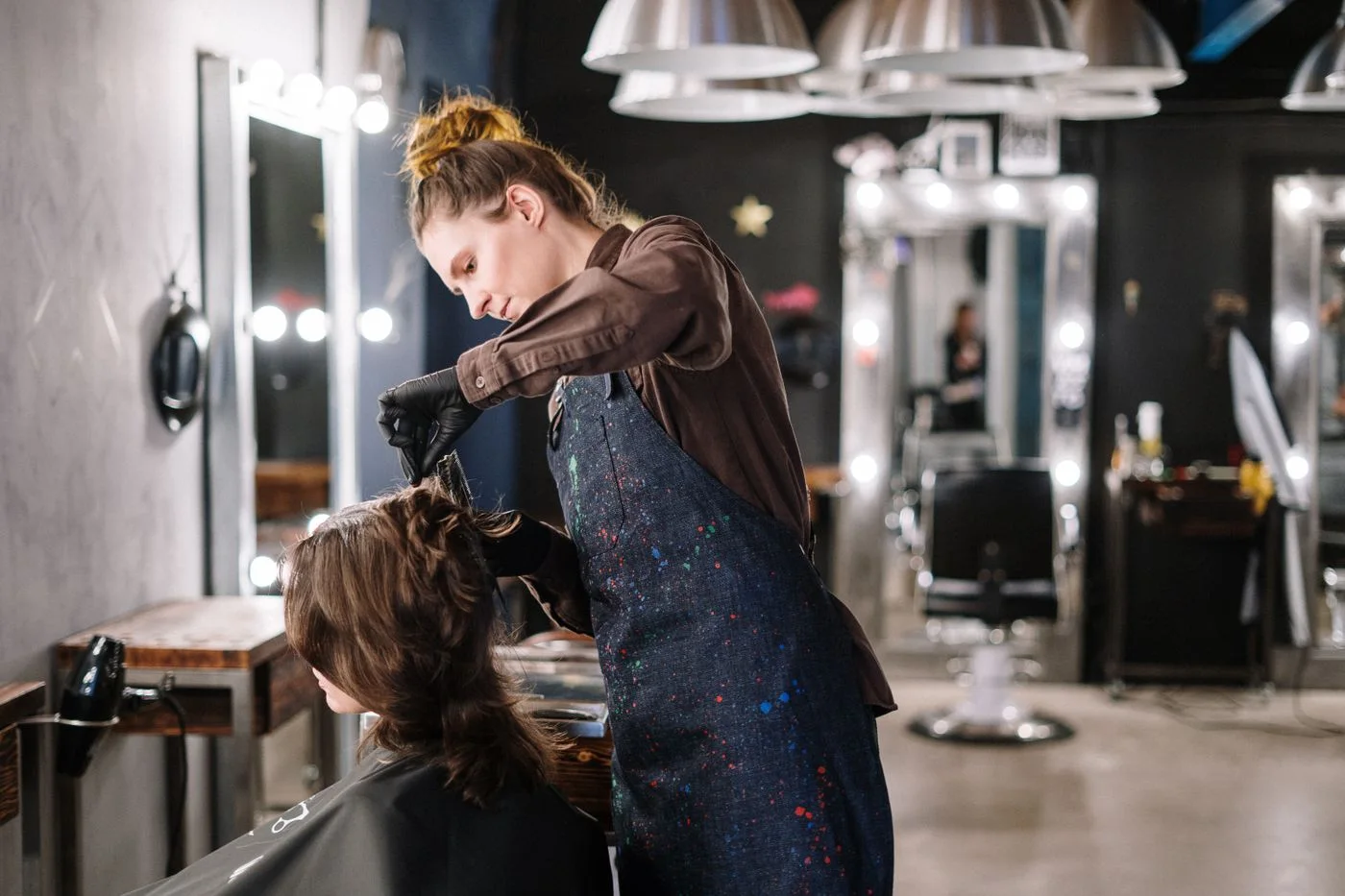 A warm, natural salon interior